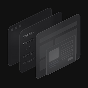 Ikona Web Development – wizualizacja kodu HTML, CSS i JavaScript z interfejsem strony w stylu 3D